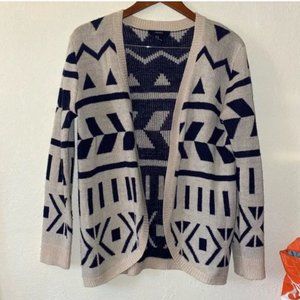 Tribal tan cardigan, free beauty gift with purchase